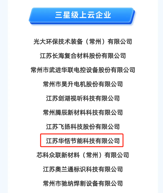 江苏华恬入选“江苏省三星级上云企业”，迈向高质量发展新征程